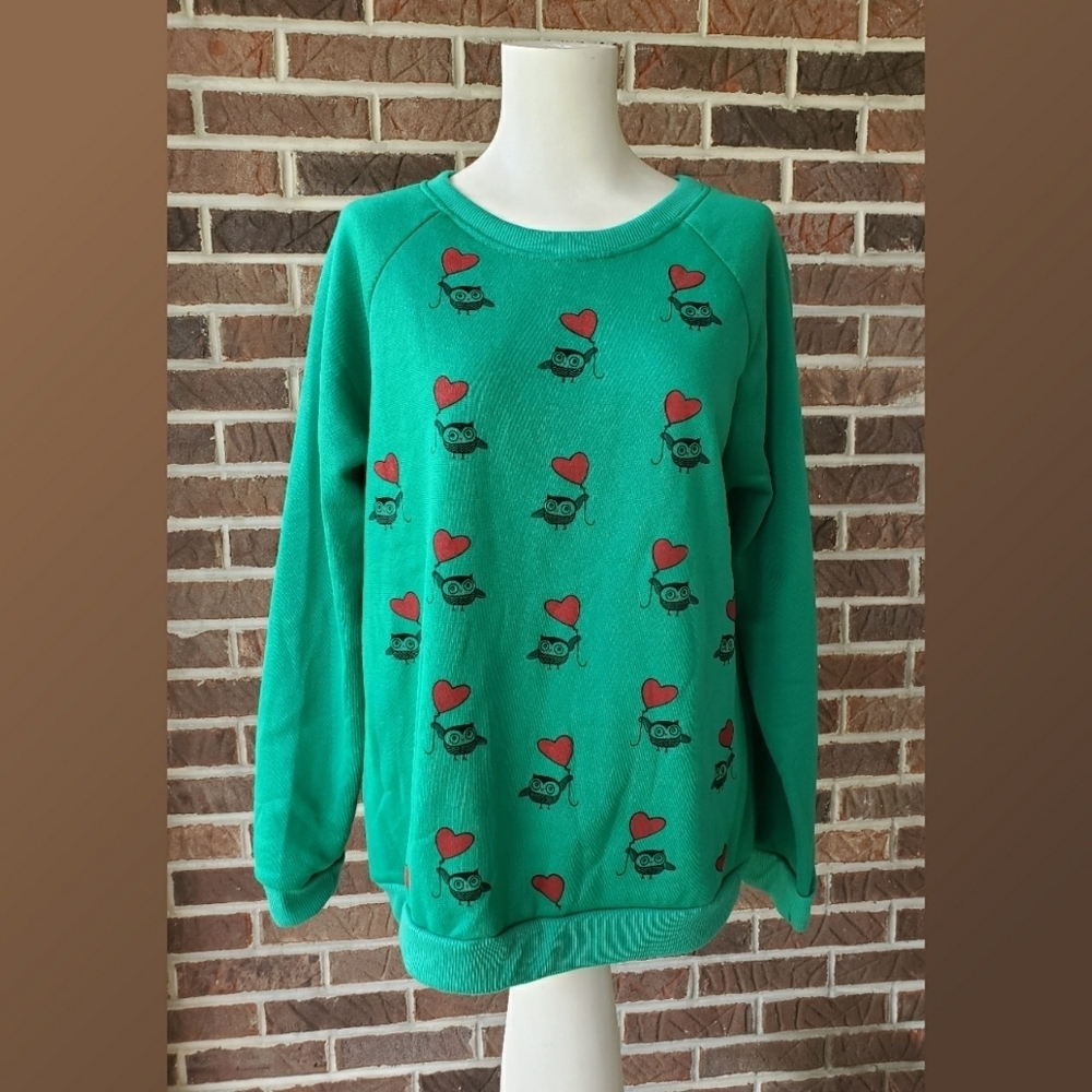 Ziranmi Green Owl Sweatshirt New With Tags